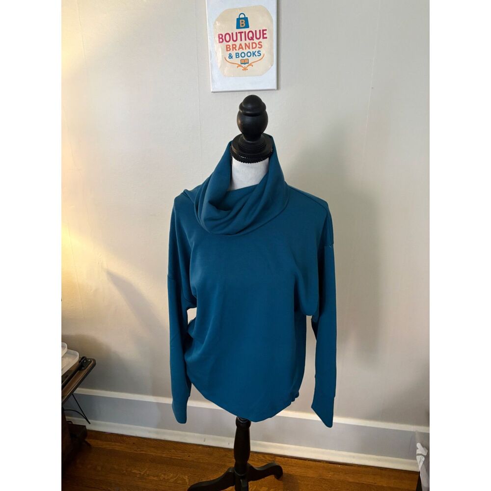 Cable & Gauge Women’s Teal Cowl-Neck Dolman-Sleeve Tunic Top Size Medium